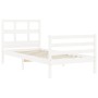 Estructura de cama con cabecero madera maciza blanco 90x200 cm de vidaXL, Camas y somieres - Ref: Foro24-3194817, Precio: 97,...
