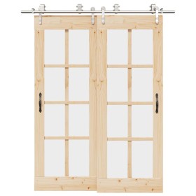 Kit de herrajes para puerta corredera 183 cm acero plateado en Materiales de construcción | Comprar online en Foru.es