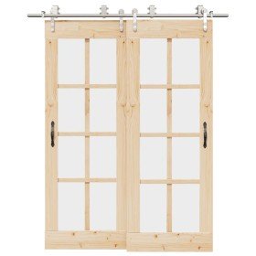 Kit de herrajes para puerta corredera 183 cm acero plateado en Materiales de construcción | Comprar online en Foru.es