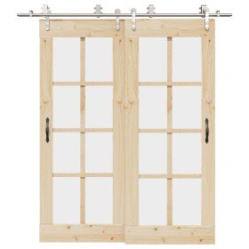 Kit de herrajes para puerta corredera 200 cm acero plateado en Materiales de construcción | Comprar online en Foru.es