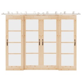 Kit de herrajes para puerta corredera 366 cm acero plateado en Materiales de construcción | Comprar online en Foru.es
