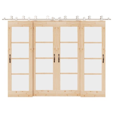 Kit de herrajes para puerta corredera 366 cm acero plateado en Materiales de construcción | Comprar online en Foru.es