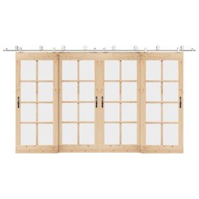Kit de herrajes para puerta corredera 400 cm acero plateado en Materiales de construcción | Comprar online en Foru.es