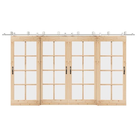 Kit de herrajes para puerta corredera 400 cm acero plateado en Materiales de construcción | Comprar online en Foru.es