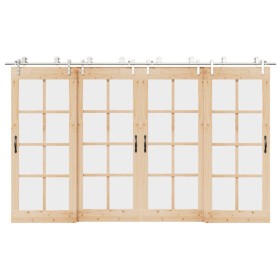 Kit de herrajes para puerta corredera 366 cm acero plateado en Materiales de construcción | Comprar online en Foru.es