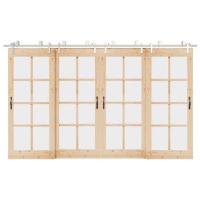 Kit de herrajes para puerta corredera 366 cm acero plateado en Materiales de construcción | Comprar online en Foru.es