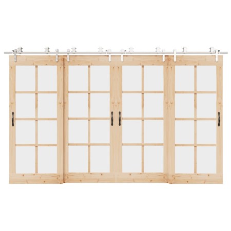 Kit de herrajes para puerta corredera 366 cm acero plateado en Materiales de construcción | Comprar online en Foru.es