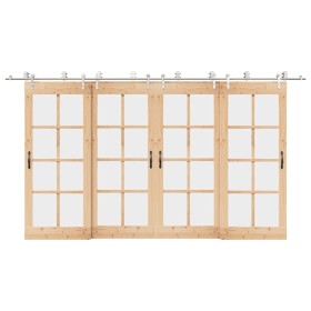 Kit de herrajes para puerta corredera 400 cm acero plateado en Materiales de construcción | Comprar online en Foru.es