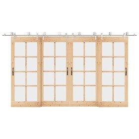 Kit de herrajes para puerta corredera 400 cm acero plateado en Materiales de construcción | Comprar online en Foru.es