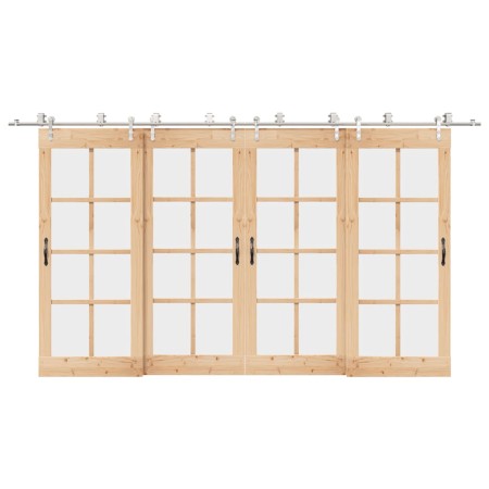 Kit de herrajes para puerta corredera 400 cm acero plateado en Materiales de construcción | Comprar online en Foru.es