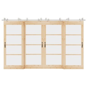 Kit de herrajes para puerta corredera 366 cm acero plateado en Materiales de construcción | Comprar online en Foru.es