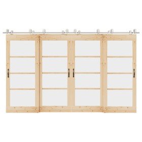 Kit de herrajes para puerta corredera 366 cm acero plateado en Materiales de construcción | Comprar online en Foru.es