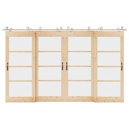 Kit de herrajes para puerta corredera 366 cm acero plateado en Materiales de construcción | Comprar online en Foru.es