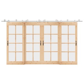 Kit de herrajes para puerta corredera 400 cm acero plateado en Materiales de construcción | Comprar online en Foru.es