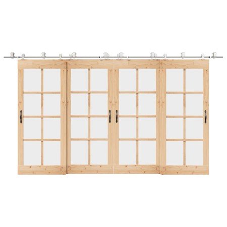 Kit de herrajes para puerta corredera 400 cm acero plateado en Materiales de construcción | Comprar online en Foru.es