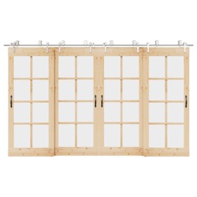Kit de herrajes para puerta corredera 366 cm acero plateado en Materiales de construcción | Comprar online en Foru.es