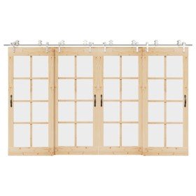 Kit de herrajes para puerta corredera 366 cm acero plateado en Materiales de construcción | Comprar online en Foru.es