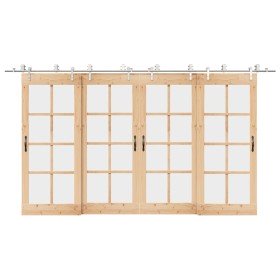Kit de herrajes para puerta corredera 400 cm acero plateado en Materiales de construcción | Comprar online en Foru.es