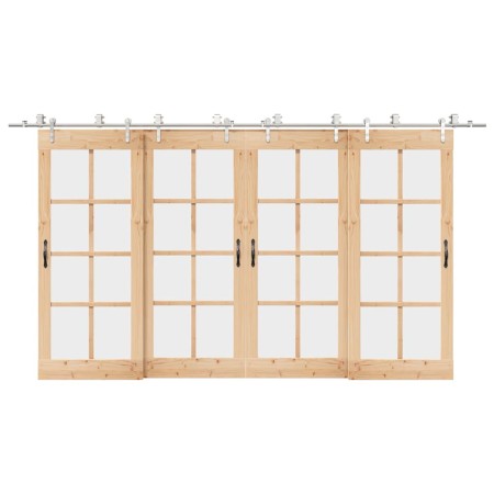 Kit de herrajes para puerta corredera 400 cm acero plateado en Materiales de construcción | Comprar online en Foru.es