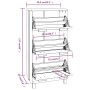Zapatero HAMAR madera maciza de pino blanca 59,5x35x117 cm de vidaXL, Zapateros y organizadores de calzado - Ref: Foro24-3405...