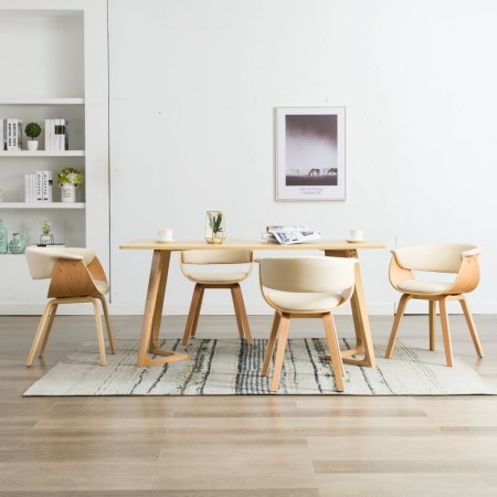 Sillas de comedor 4 uds madera curvada y cuero sintético crema en Sillas de comedor | Comprar online en Foru.es