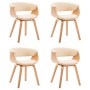 Sillas de comedor 4 uds madera curvada y cuero sintético crema en Sillas de comedor | Comprar online en Foru.es