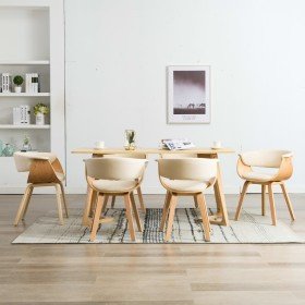 Sillas de comedor 6 uds madera curvada y cuero sintético crema en Sillas de comedor | Comprar online en Foru.es
