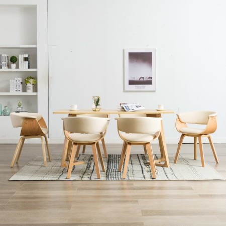 Sillas de comedor 6 uds madera curvada y cuero sintético crema en Sillas de comedor | Comprar online en Foru.es