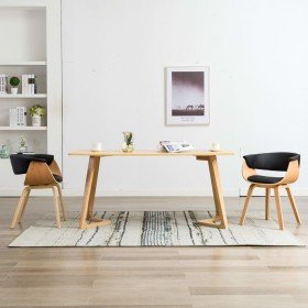 Sillas de comedor 2 uds madera curvada y cuero sintético negro en Sillas de comedor | Comprar online en Foru.es
