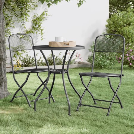 Silla jardín plegable 2 uds antracita malla metálica expandida de vidaXL, Sillas de jardín - Ref: Foro24-317338, Precio: 100,...