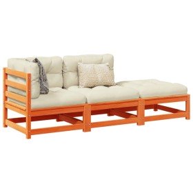 Set de sofás jardín 3 pzas con cojines madera pino marrón cera en Conjuntos de jardín | Comprar online en Foru.es