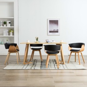 Sillas de comedor 4 uds madera curvada cuero sintético negro en Sillas de comedor | Comprar online en Foru.es