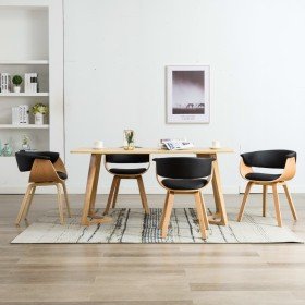 Sillas de comedor 4 uds madera curvada cuero sintético negro en Sillas de comedor | Comprar online en Foru.es