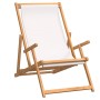 Silla de playa plegable de madera maciza de teca crema de vidaXL, Sillas de jardín - Ref: Foro24-317696, Precio: 106,20 €, De...