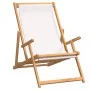 Silla de playa plegable de madera maciza de teca crema de vidaXL, Sillas de jardín - Ref: Foro24-317696, Precio: 88,95 €, Des...
