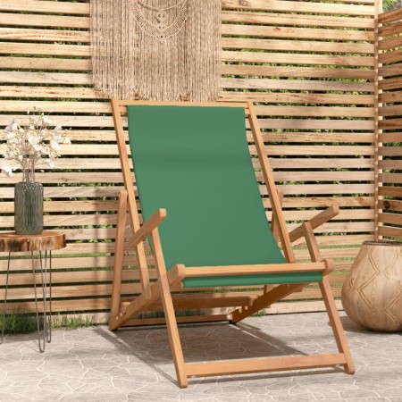 Silla de playa plegable de madera maciza de teca verde de vidaXL, Sillas de jardín - Ref: Foro24-317699, Precio: 97,73 €, Des...