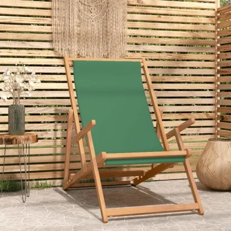 Silla de playa plegable de madera maciza de teca verde de vidaXL, Sillas de jardín - Ref: Foro24-317699, Precio: 72,76 €, Des...