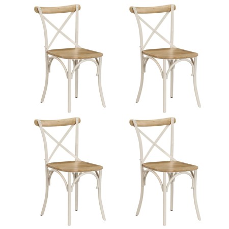 Sillas con respaldo cruzado 4 uds madera maciza de mango blanco en Sillas de comedor | Comprar online en Foru.es