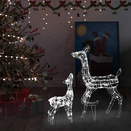 Familia de renos de Navidad acrílico blanco frío 160 LEDs en Decoración Festiva y Estacional | Comprar online en Foru.es