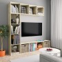 Mueble de TV y librería 3 piezas roble Sonoma 180x30x180 cm en Librerías y estanterías | Comprar online en Foru.es