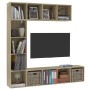 Mueble de TV y librería 3 piezas roble Sonoma 180x30x180 cm en Librerías y estanterías | Comprar online en Foru.es