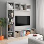 Mueble de TV y librería 3 piezas gris hormigón 180x30x180 cm en Librerías y estanterías | Comprar online en Foru.es
