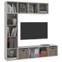 Mueble de TV y librería 3 piezas gris hormigón 180x30x180 cm en Librerías y estanterías | Comprar online en Foru.es
