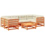 Set de sofás jardín 7 pzas con cojines madera pino marrón cera en Conjuntos de jardín | Comprar online en Foru.es