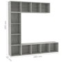 Mueble de TV y librería 3 piezas gris hormigón 180x30x180 cm en Librerías y estanterías | Comprar online en Foru.es
