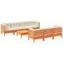 Set de sofás jardín 8 pzas con cojines madera pino marrón cera en Conjuntos de jardín | Comprar online en Foru.es