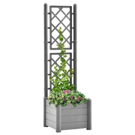 Jardinera con enrejado PP gris piedra 43x43x142 cm de vidaXL, Maceteros y jardineras - Ref: Foro24-317581, Precio: 86,42 €, D...