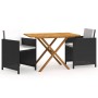 Set de comedor de jardín 3 piezas con cojines negro de vidaXL, Conjuntos de jardín - Ref: Foro24-3094301, Precio: 223,74 €, D...
