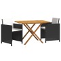 Set de comedor de jardín 3 piezas con cojines negro de vidaXL, Conjuntos de jardín - Ref: Foro24-3094301, Precio: 223,74 €, D...