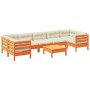Set de sofás jardín 8 pzas con cojines madera pino marrón cera en Conjuntos de jardín | Comprar online en Foru.es